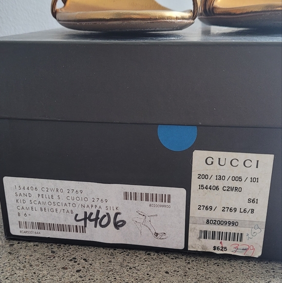 Vintage Authentic Gucci Gold/Bronze Strappy High Heels with Bee, Sz 6½B - Picture 4 of 6